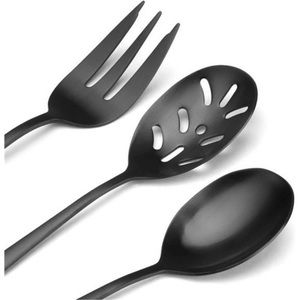 Aazon.co | 5-Piece Atte Black Stainless Steel Serving Utensils Set